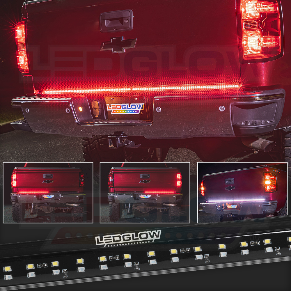 LEDGlow 2pc 60" Full-Size Truck Double Row Tailgate LED Light Bar with White Reverse Lights