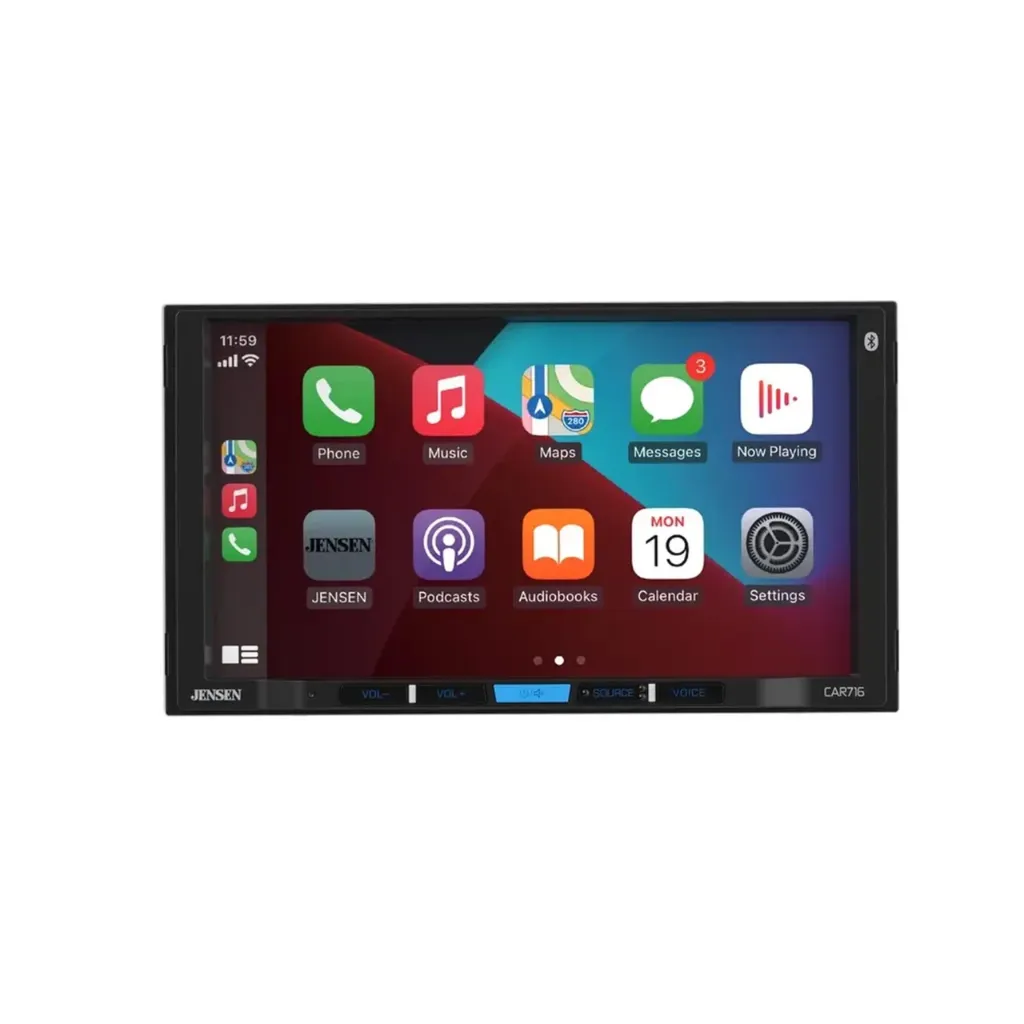 Jensen CAR716 7" Car Stereo w/Wired Android Auto & Apple CarPlay